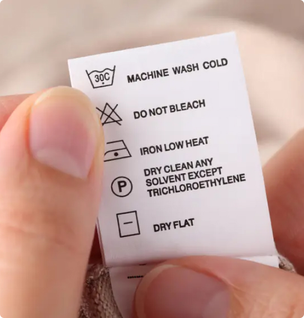 Washing Instructions LABEL